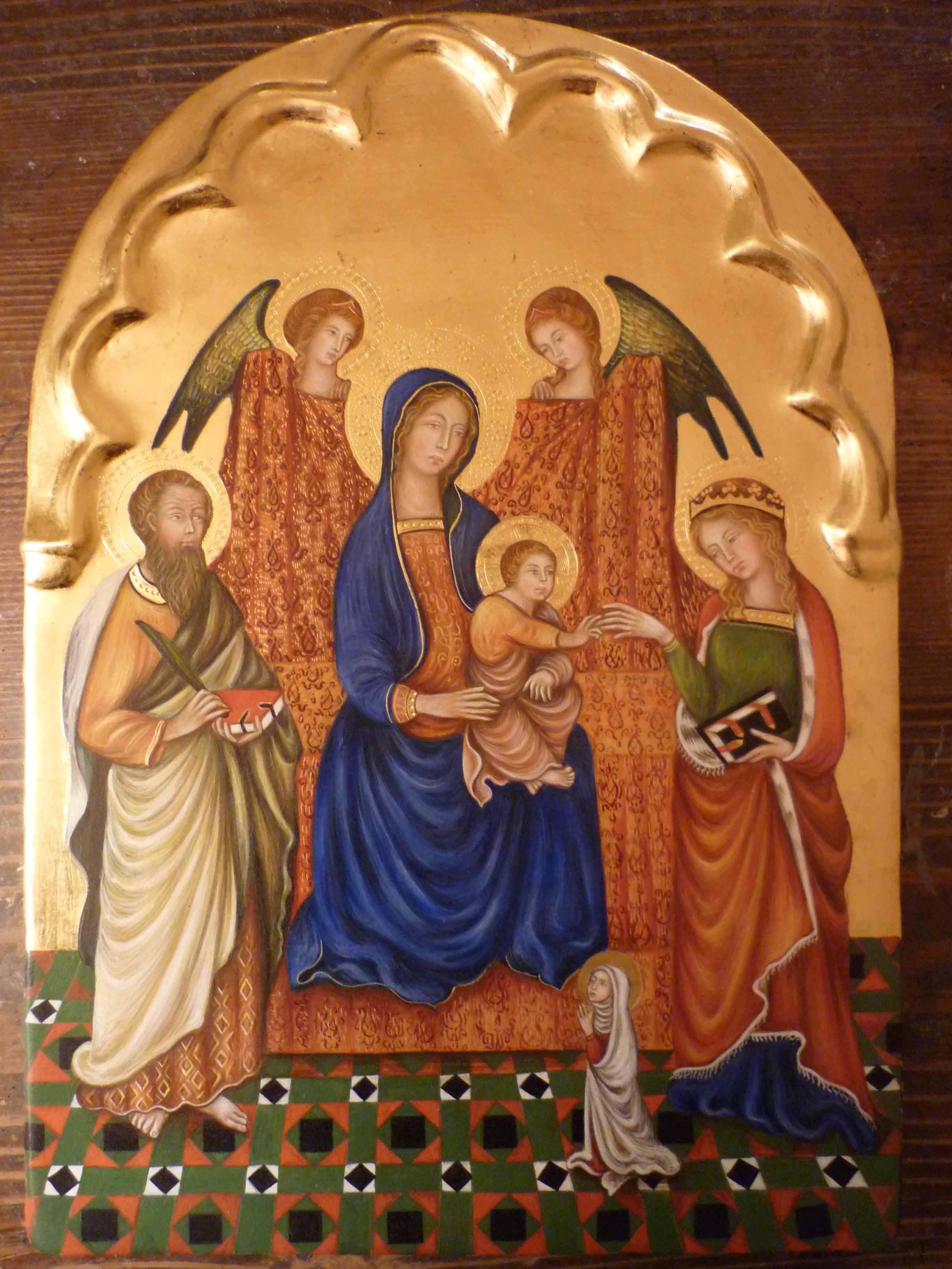 Piccola maestà in trono tra angeli e santi Bottega d'Arte Toscana